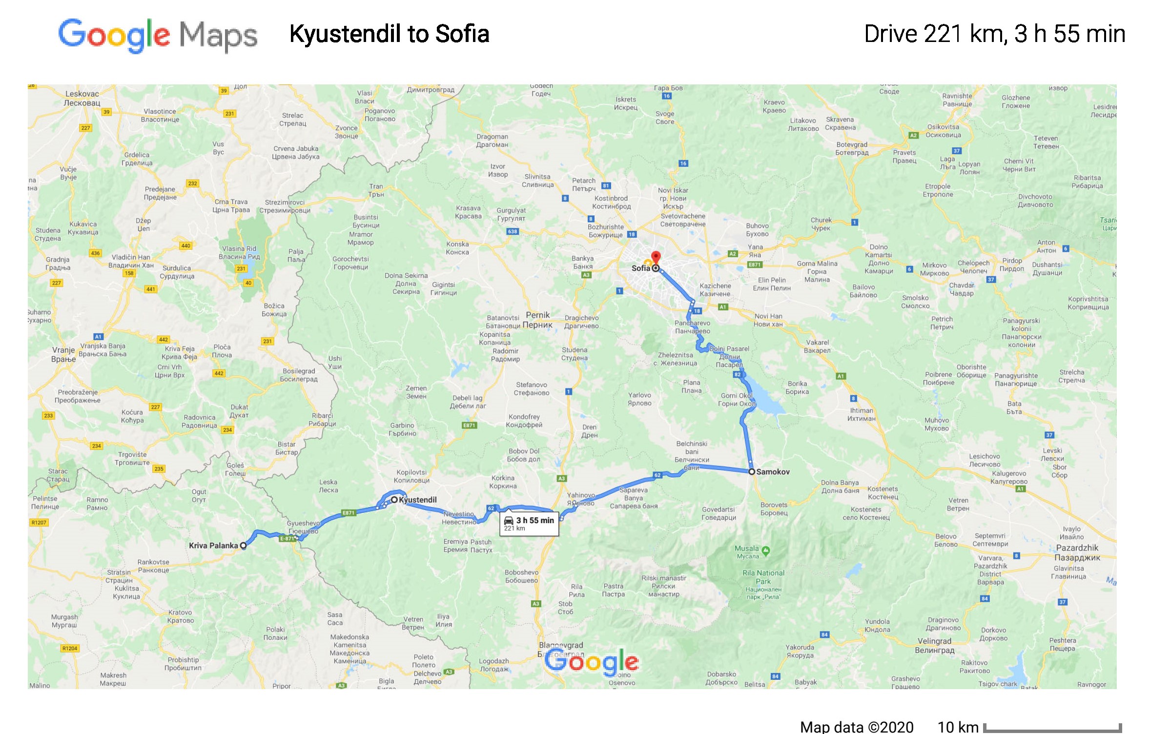 Kriva Palanda to Sofia - Google Maps